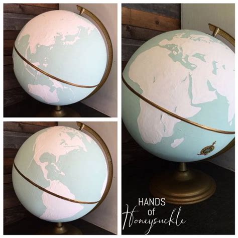 Large Minty Fresh White And Gold Globe By Handsofhoneysuckle On Etsy
