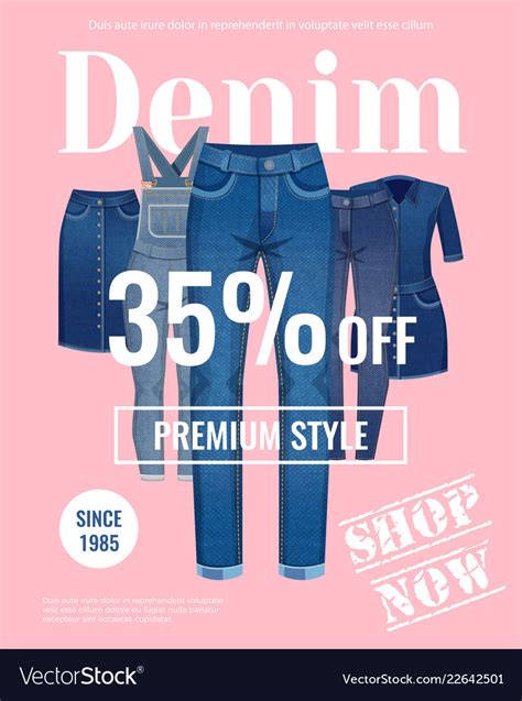 Denim Clothing Sale Poster Royalty Free Vector Image