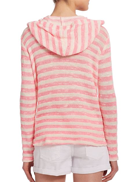 Lyst Splendid Ohana Striped Hoodie Sweater In Pink