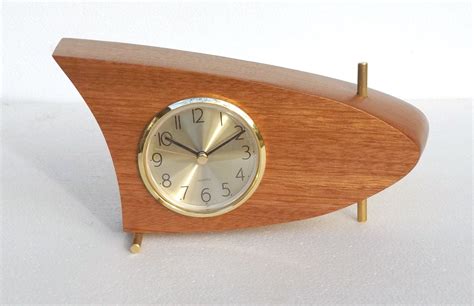 Danish Modern Clock Mid Century Clock Table Clock Mahogany Etsy Mid