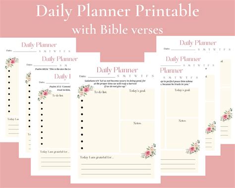Daily Planner Printable With Bible Verses Floral Planner Daily Planner