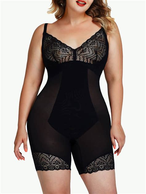 Plus Size Open Crotch Lace Bodysuit Shapewear