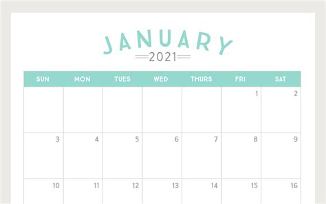 2021 Printable Blank Monthly Calendar Templates Free