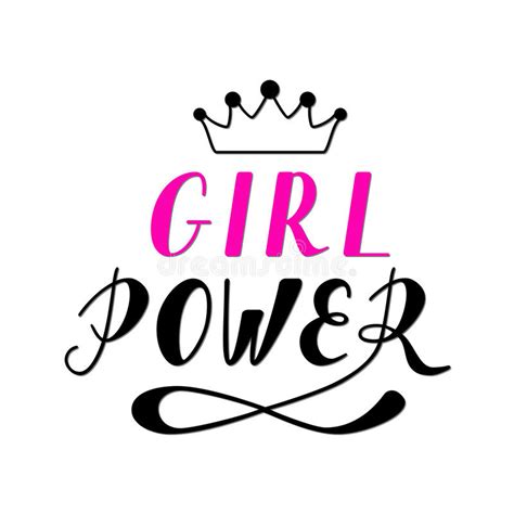 Girl Power Inscription Handwritten With Bright Pink Vivid Font Grl Pwr Hand Lettering Stock
