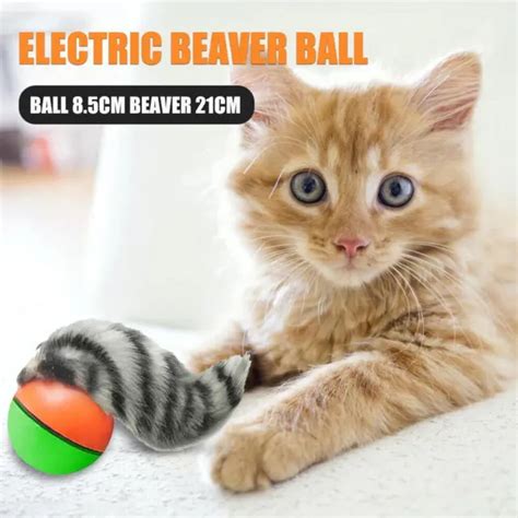 Electric Beaver Weasel Rolling Ball Chasing Claws Bite Toys For Pet Cat