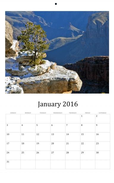 January 2016 Wall Calendar Free Stock Photo Public Domain Pictures