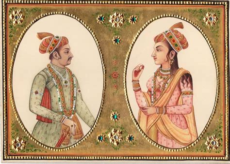 Emperor Jahangir Empress Nur Jahan Mughal Miniature Art Rare Historical