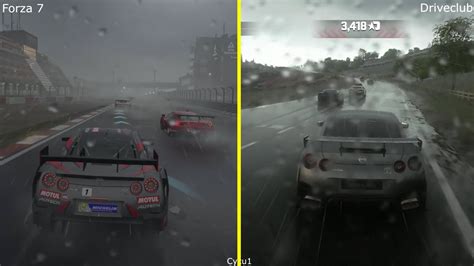 Forza 7 Vs Driveclub Xbox One X Vs Ps4 Pro Rain Effect
