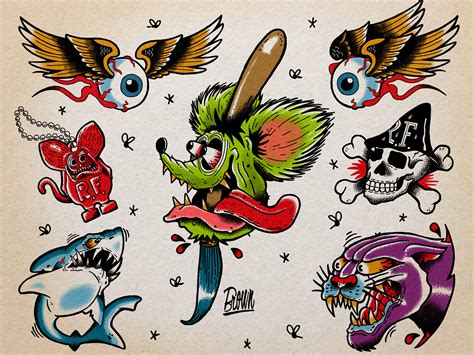 Rat Fink Tattoo Flash Art By Eric Brown On Dribbble