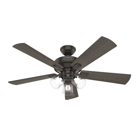 Hunter Crestfield 52 In Led Indoor Noble Bronze Ceiling Fan With 3