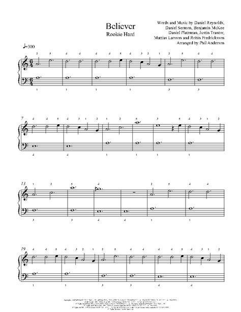 Print and download believer sheet music by imagine dragons. Believer by Imagine Dragons Piano Sheet Music | Rookie Level in 2019 | Piano sheet music, Easy ...