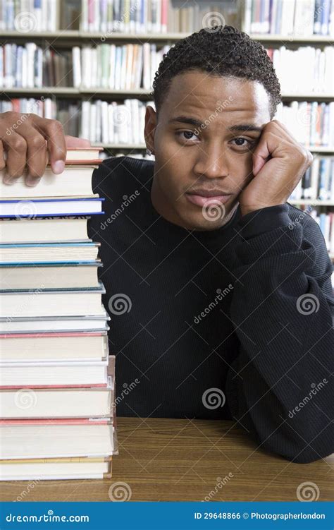 Bored College Student With Stack Of Books Stock Photo Image Of