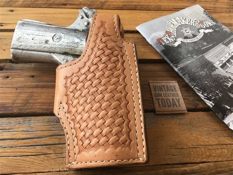 Vintage Tex Shoemaker Leather Hi Ride Holster For Colt 45 Acp Officer