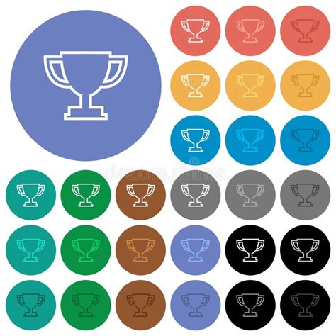Trophy Cup Outline Round Flat Multi Colored Icons Stock Vector