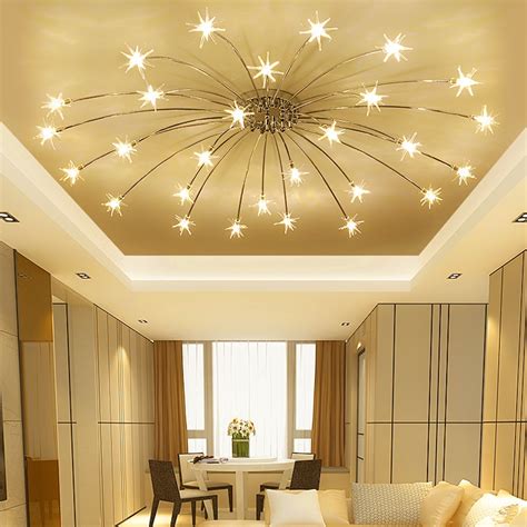 You have a main fixture in the middle of the ceiling, and additional recessed spotlights. Postmodern LED chandelier ceiling living room lighting ...