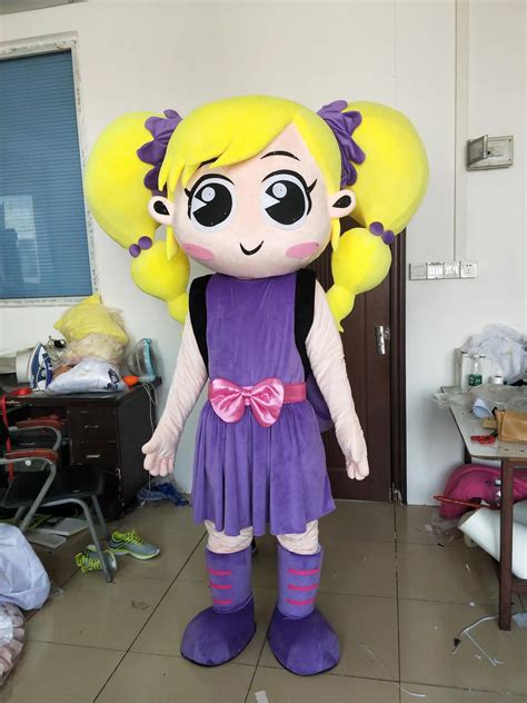 Professional Custom Mascot Costumes Custom Eva Head Yellow Hair Girl