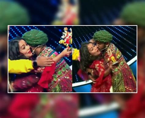 See Video Indian Idol Judge Neha Kakkar Forcibly Kissed By A