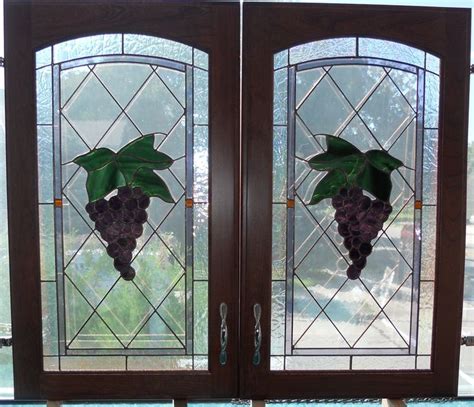 Custom Grape Stained Glass Cabinet Doors Made By Artist Kim P Kostuch