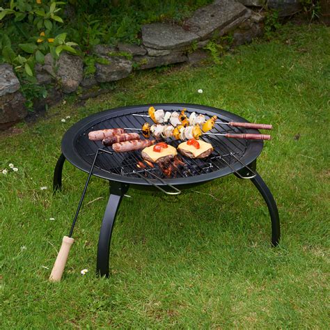 The most common camping fire pit material is metal. VonHaus Round Fire Pit Folding Garden Bowl Outdoor Camping ...