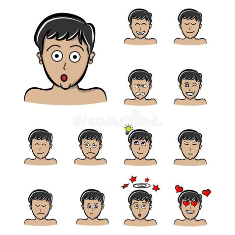 Surprise Face Boys Emotions Male Character Set Handsome Man Emoji With