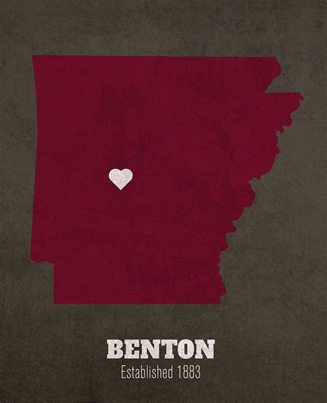 Benton Arkansas City Map Founded 1883 Arkansas State University Color