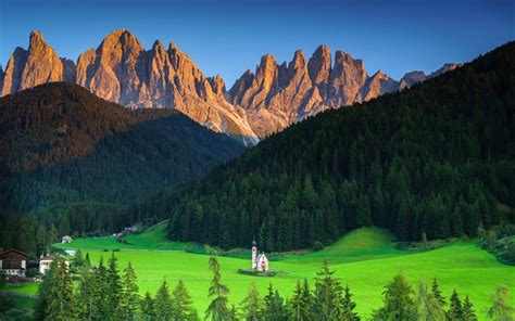 Download Wallpapers 4k Italy Alps Summer Mountains Church Valley