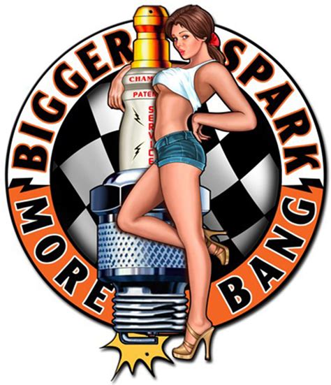 Bigger Sparks Pinup Girl Metal Sign 24 X 28 Inches