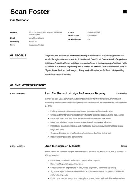 An auto mechanic should be well expertise in handling routine car maintenance and resolving car problems effectively. Car Mechanic Resume Template | Resume guide, Car mechanic ...