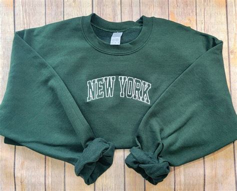 New York Sweatshirt New York City Embroidered Crewneck Ny Etsy