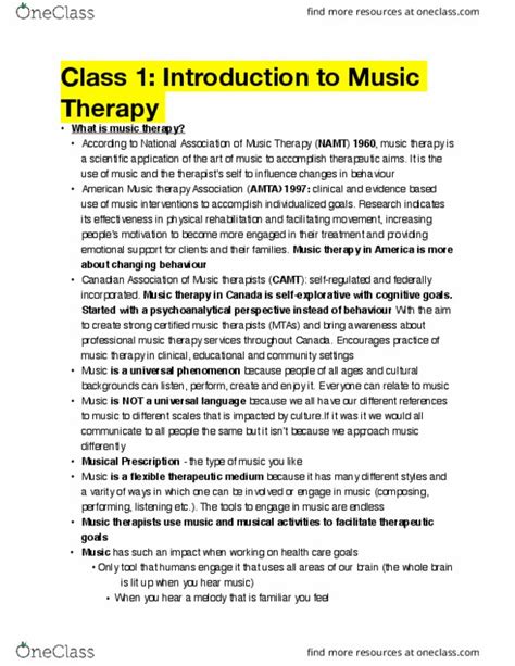 Music 2mt3 Lecture Notes Winter 2018 Lecture 1 Music Therapy Hear