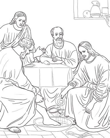 Jesus washes the disciples feet coloring page. Jesus Washing the Disciples Feet Coloring page | Free ...