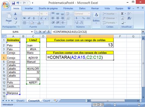 Funciones Contar Y Contara En Excel