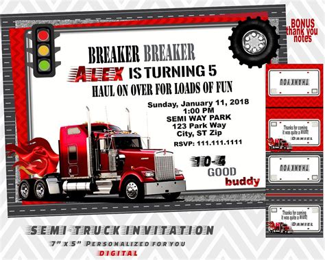Semi Truck Invitation Semi Truck Party Semi Truck Birthday Party 18