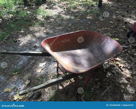 Old Rusty Wheelbarrow Stock Photo Image Of Rusty Handles 125449638