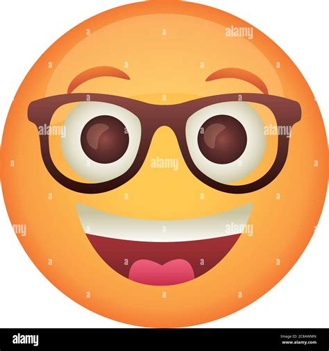 Emoji Face Laughing With Eyeglasses Flat Style Icon Vector Illustration