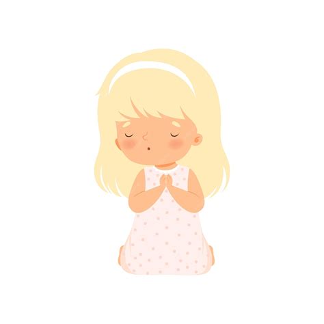 Premium Vector Adorable Little Girl Kneeling In Prayer Cartoon Vector