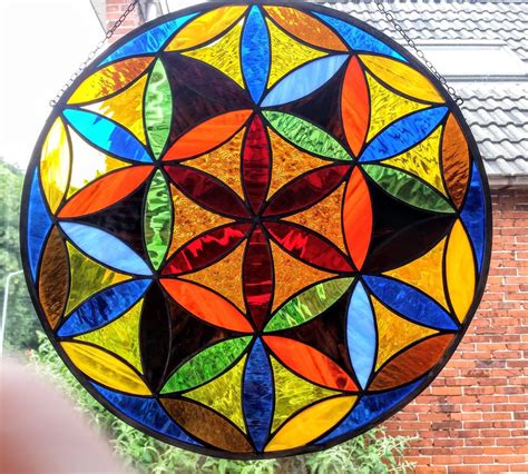 Stained Glass Mandala Seed Of Life Suncatcher Meditation Mandala With Amazing Color