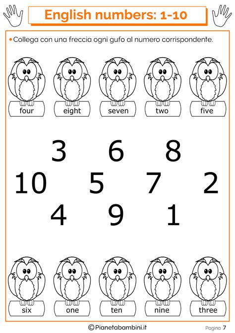 Schede Sui Numeri In Inglese Da 1 A 20 Per Bambini Da Stampare