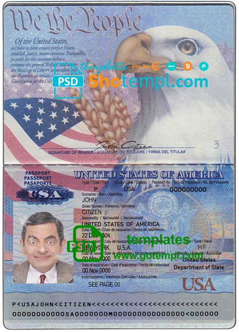 Usa Passport Template Printable Word Searches