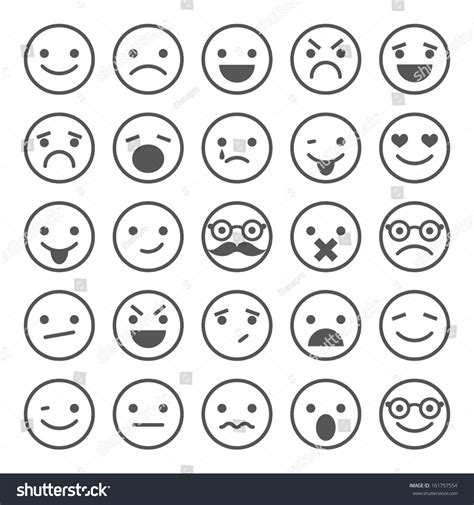 Set Of Smiley Icons Different Emotions Stock Vector 161757554