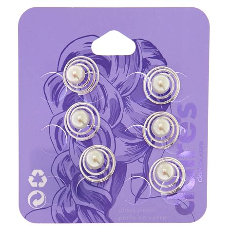 Simulated Pearl Hair Spinners Claires Us