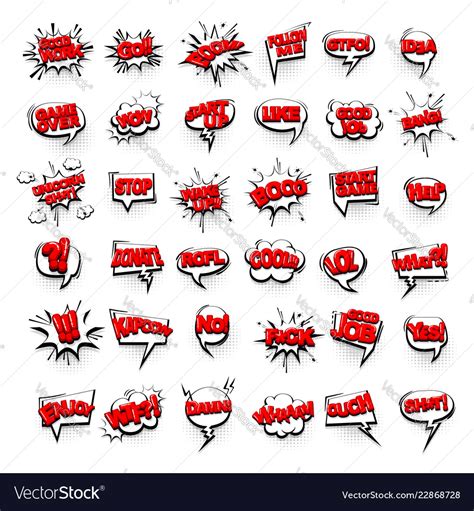 Comic Text Collection Sound Effects Pop Art Style Vector Image