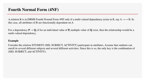 Ppt Fourth Normal Form 4nf Powerpoint Presentation Free Download