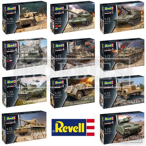 Revell Model Tanks Kits 172 Scale Challenger T34 T55 M109 M2 Bradley