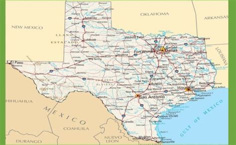 Texas State Road Map Glossy Poster Picture Photo Print Highway City