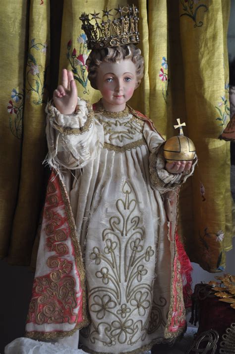 Stunning Antique 19th Century Jesus The Infant Of Prague Plaster Statue