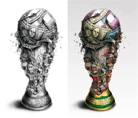 Soccer World Cup Trophy Brasil 2014 Color Pencil Drawing By Pez Art