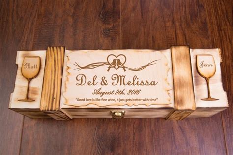 Wedding Wine Box Engraved Personalized Ceremony Wine Display