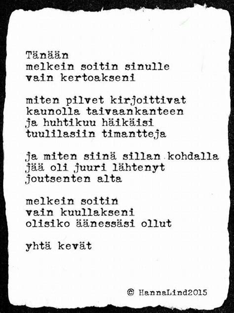 Lovely Spring Poem In Finnish Poems Music Quotes Carpe Diem Quotes