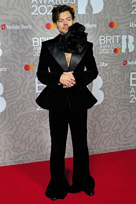 Brit Awards 2023 Harry Styles Wears Suit Flower Choker